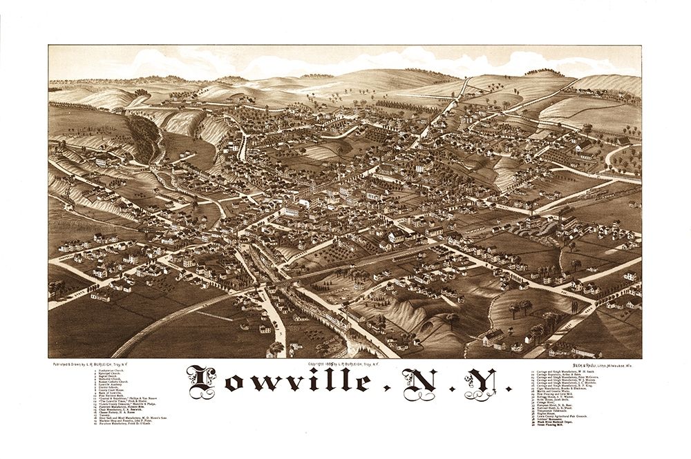 Lowville New York - Burleigh 1885  art print by Burleigh for $57.95 CAD