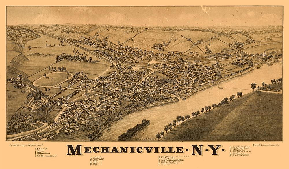 Mechanicville New York - Burleigh 1880  art print by Burleigh for $57.95 CAD