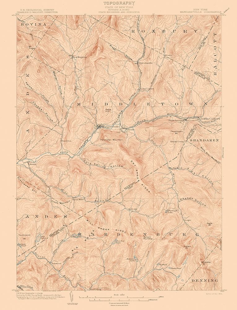 Margaretville New York Quad - USGS 1904 art print by USGS for $57.95 CAD
