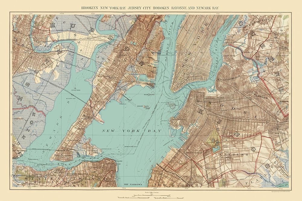 Jersey City, Hoboken, New York Bay New Jersey art print by Bien for $57.95 CAD