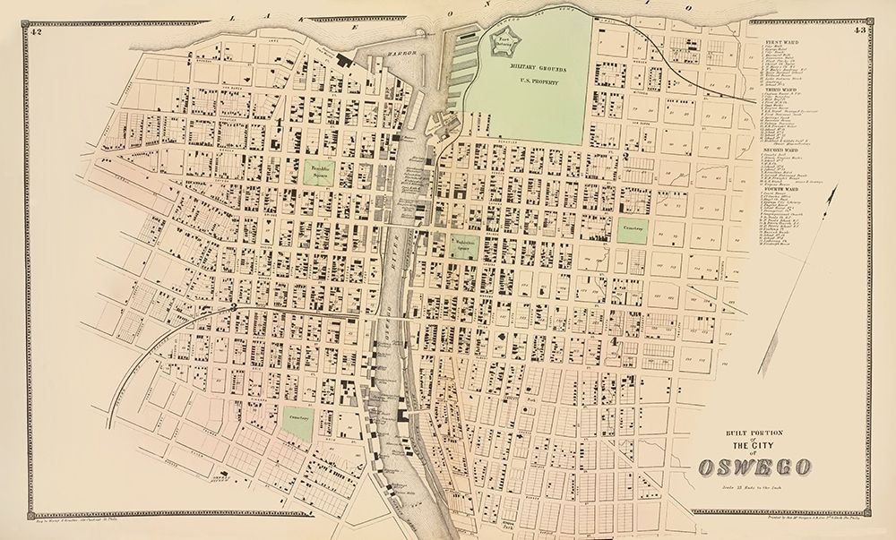 Oswego New York - Stone 1866 art print by Stone for $57.95 CAD