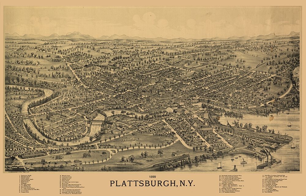 Plattsburgh New York - Burleigh 1899 art print by Burleigh for $57.95 CAD
