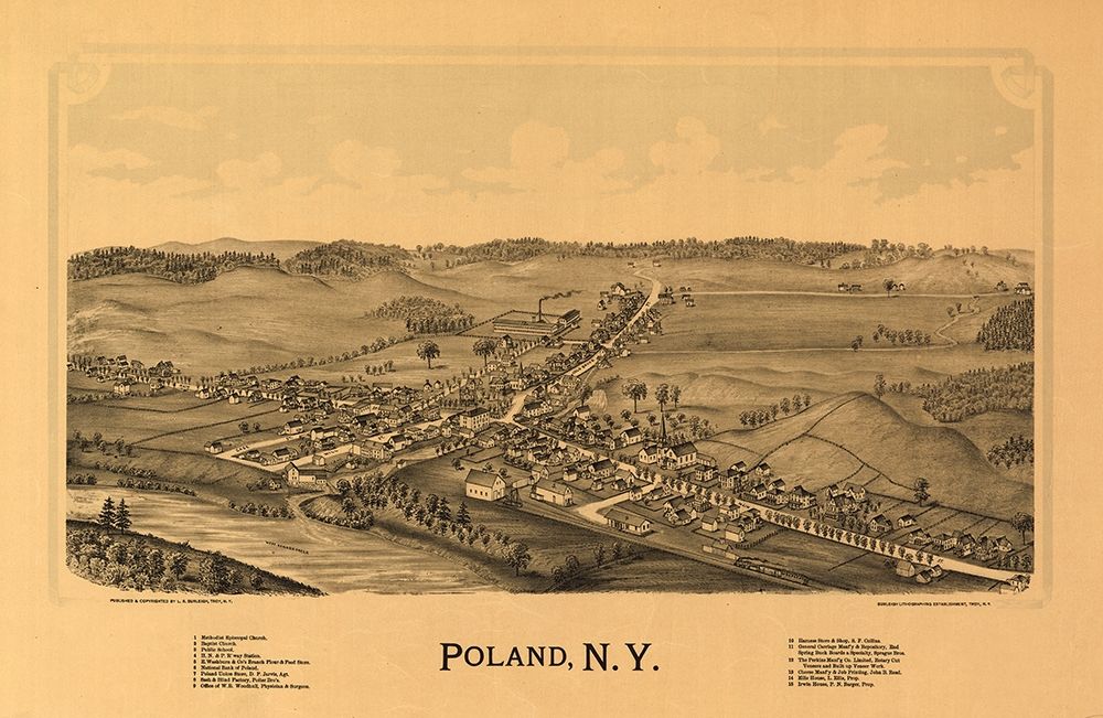 Poland New York - Burleigh 1890  art print by Burleigh for $57.95 CAD