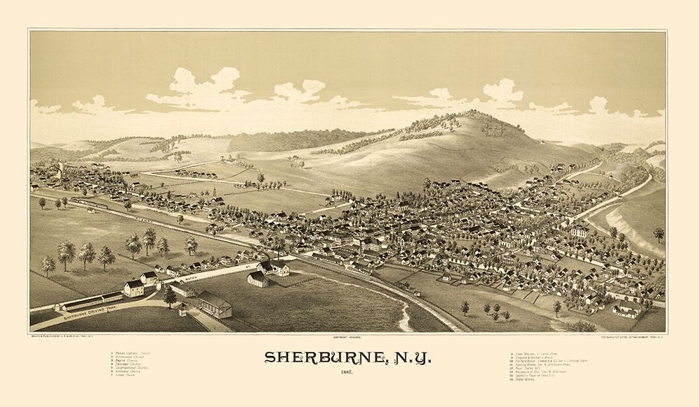 Sherburne New York - Burleigh 1887  art print by Burleigh for $57.95 CAD