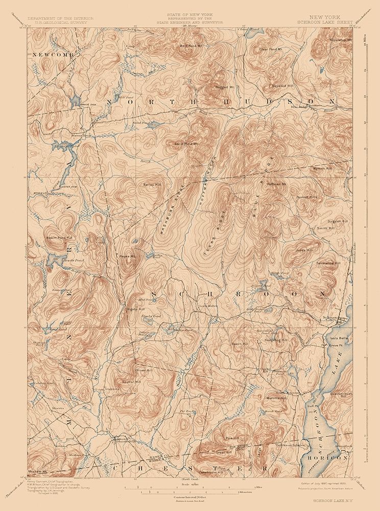 Schroon Lake New York Sheet - USGS 1897 art print by USGS for $57.95 CAD