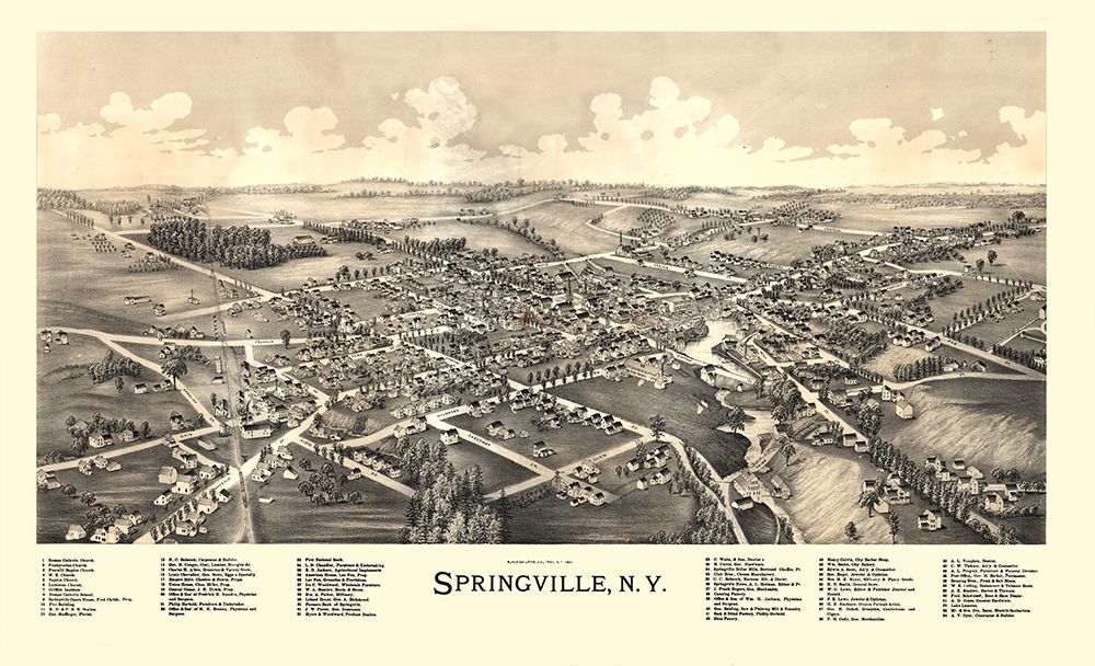 Springville New York - Burleigh 1892  art print by Burleigh for $57.95 CAD