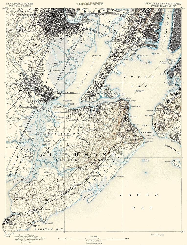 Staten Island New York New Jersey Sheet art print by USGS for $57.95 CAD