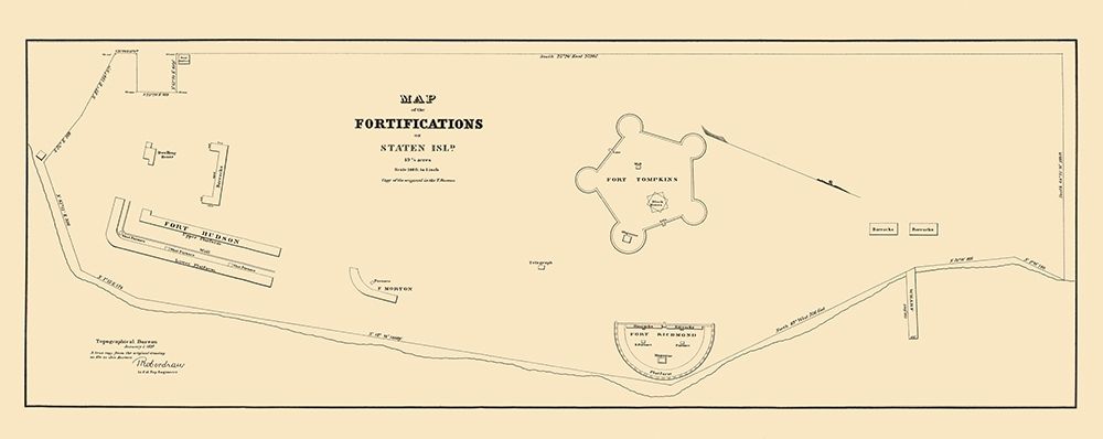 Staten Island New York Fortifications 1827 art print by Roberdrane for $44.95 CAD