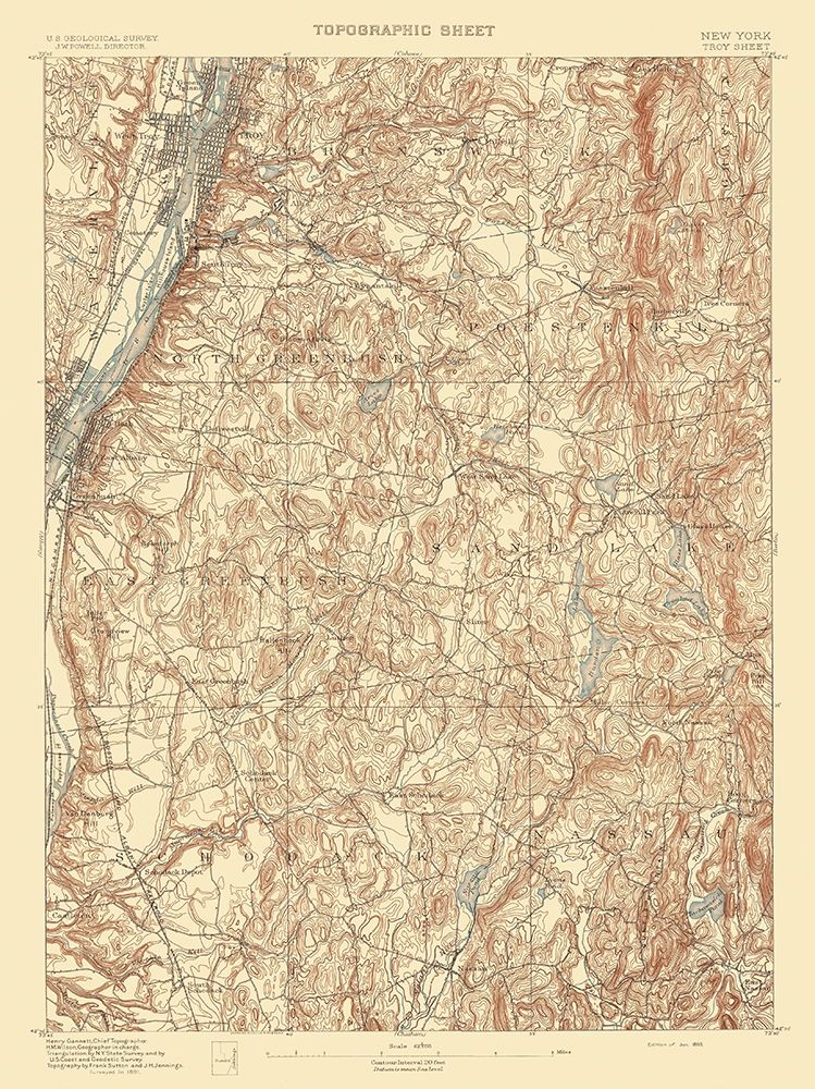 Troy New York Sheet - USGS 1893 art print by USGS for $57.95 CAD