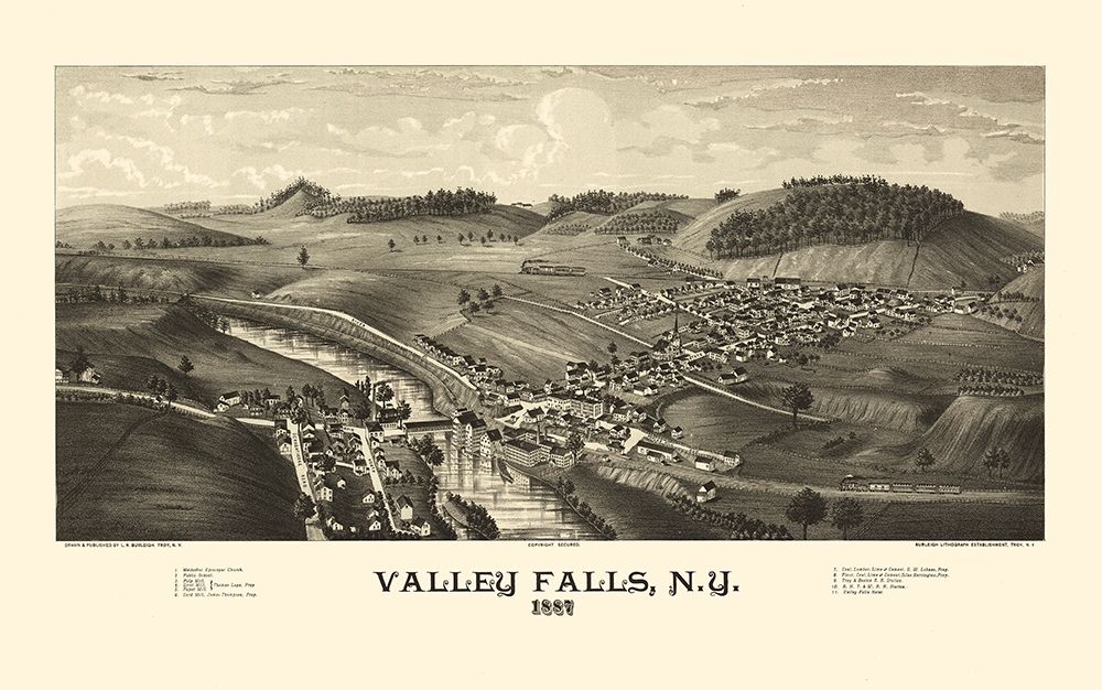 Valley Falls New York - Burleigh 1887  art print by Burleigh for $57.95 CAD
