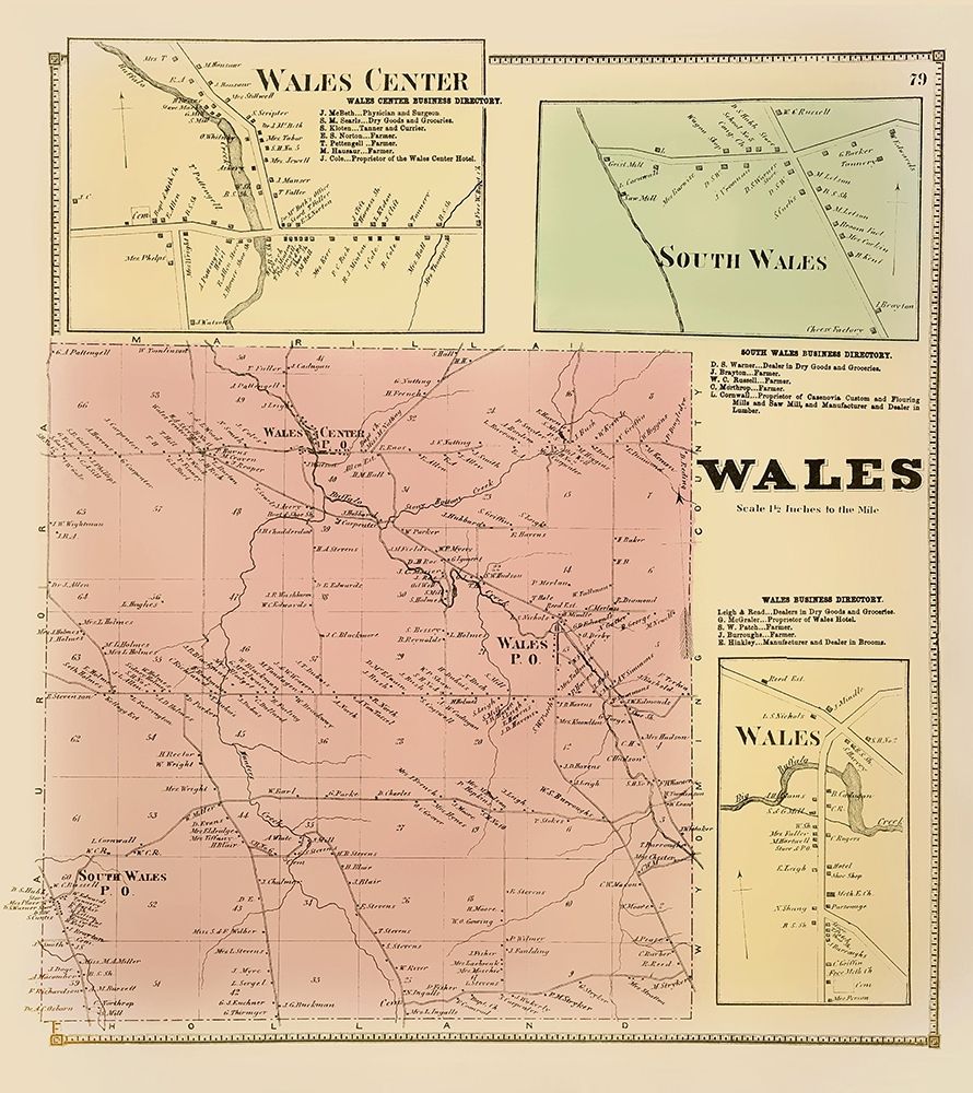 Wales New York Landowner - Stone 1866 art print by Stone for $57.95 CAD