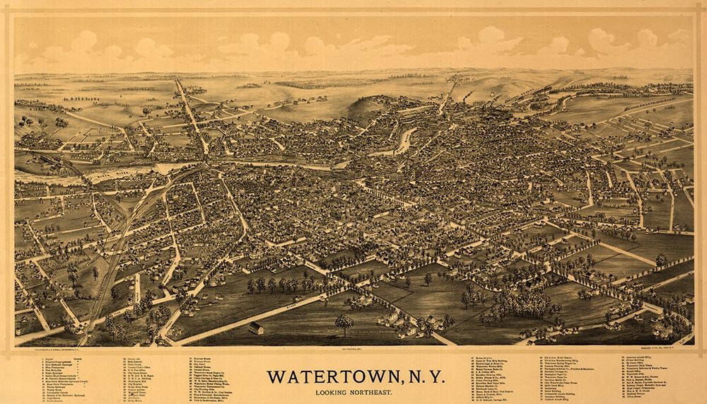 Watertown New York - Burleigh 1891  art print by Burleigh for $57.95 CAD
