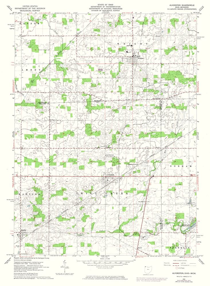 Alvordton Ohio Quad - USGS 1961 art print by USGS for $57.95 CAD