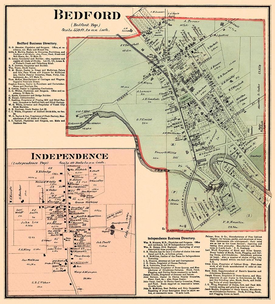 Bedford, Independence Ohio Landowner - Titus 1874 art print by Titus for $57.95 CAD