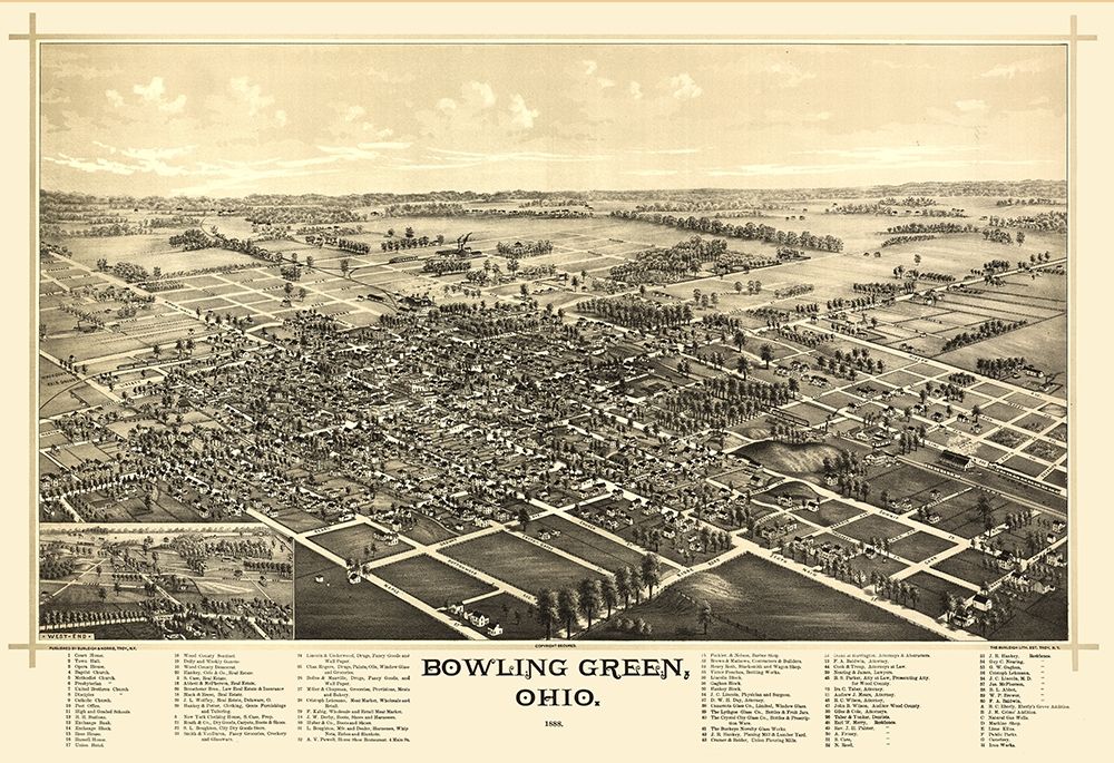 Bowling Green Ohio - Norris 1888  art print by Norris for $57.95 CAD