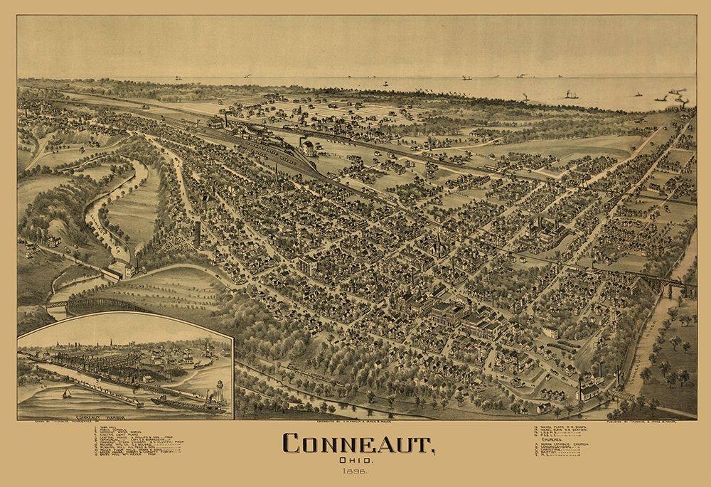 Conneaut Ohio - Fowler 1896  art print by Fowler for $57.95 CAD