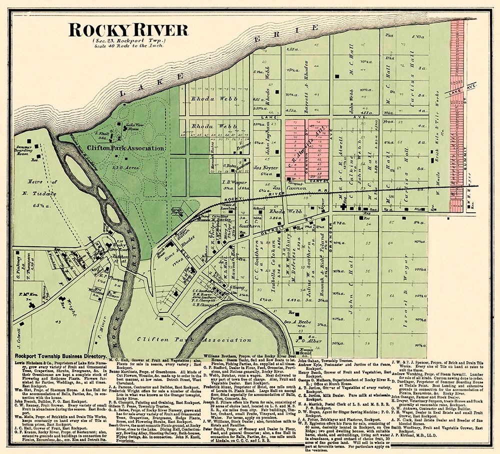 Rocky River Ohio Landowner - Titus 1876 art print by Titus for $57.95 CAD