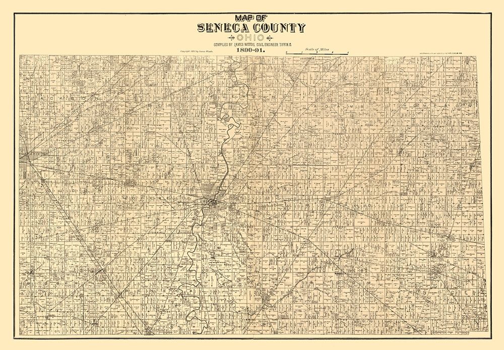 Seneca County Ohio - Woods 1891  art print by Woods for $57.95 CAD