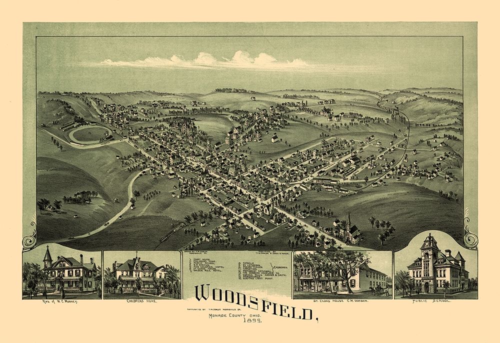 Woodsfield Ohio - Fowler 1899  art print by Fowler for $57.95 CAD