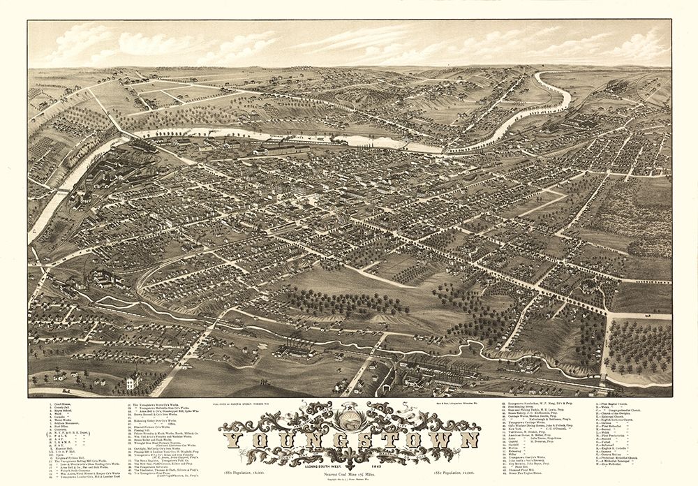 Youngstown Ohio - Stoner 1882  art print by Stoner for $57.95 CAD