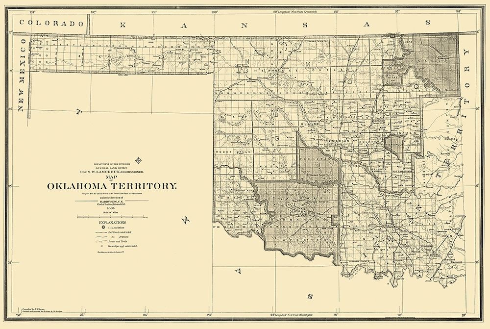 Oklahoma  Arapahoe Territory - 1894 art print by King for $57.95 CAD