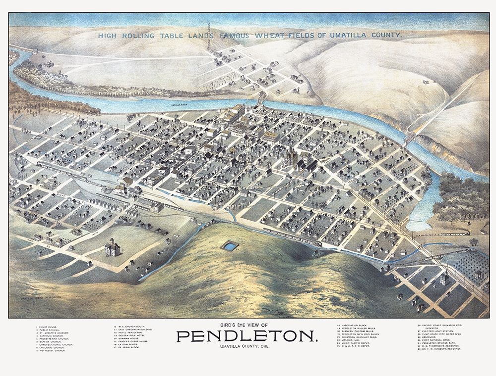 Pendleton Oregon - Dakin 1890 art print by Dakin for $57.95 CAD