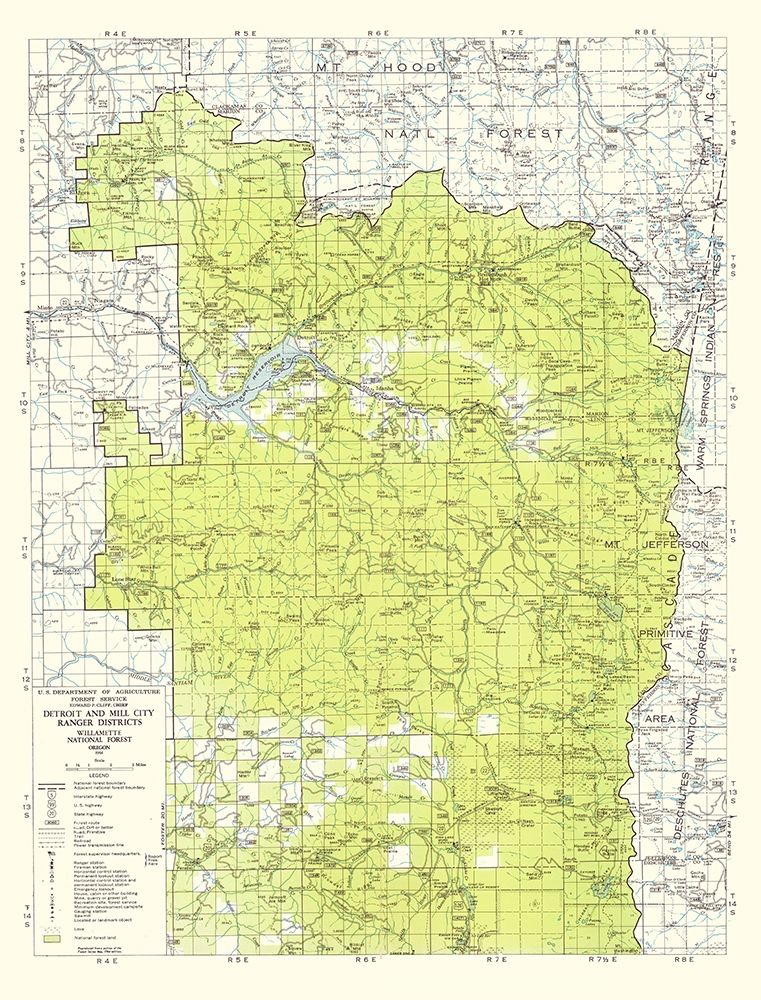 Willamette National Forest Oregon - USDA 1964 art print by USDA for $57.95 CAD