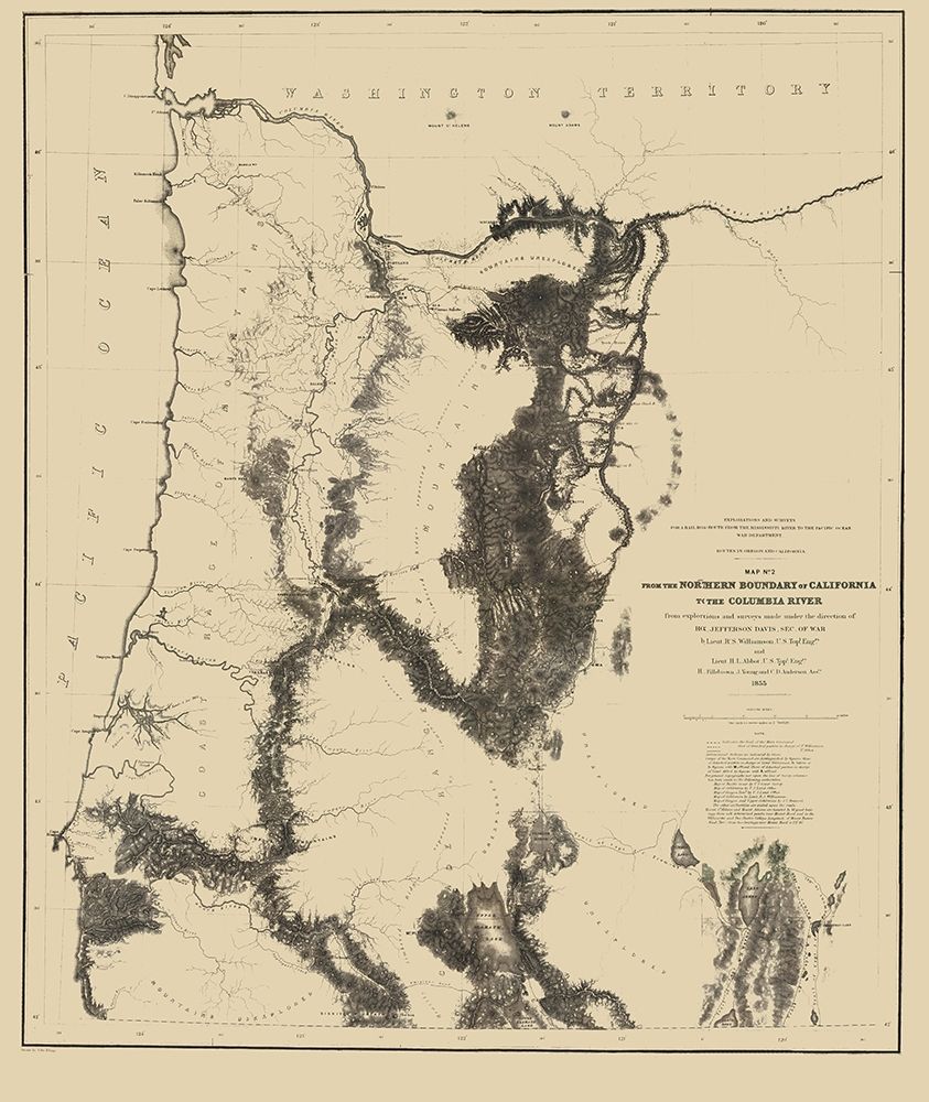 Proposed Railroad Routes, Oregon - War Dept 1855 art print by War Dept for $57.95 CAD