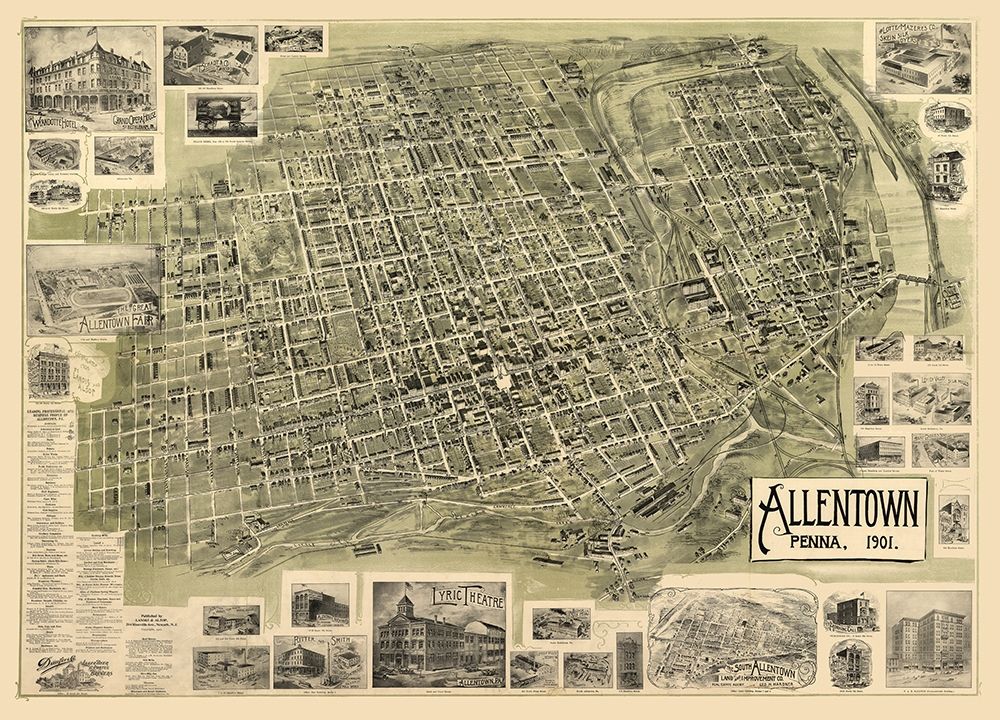 Allentown Pennsylvania -Alsop 1901  art print by Alsop for $57.95 CAD
