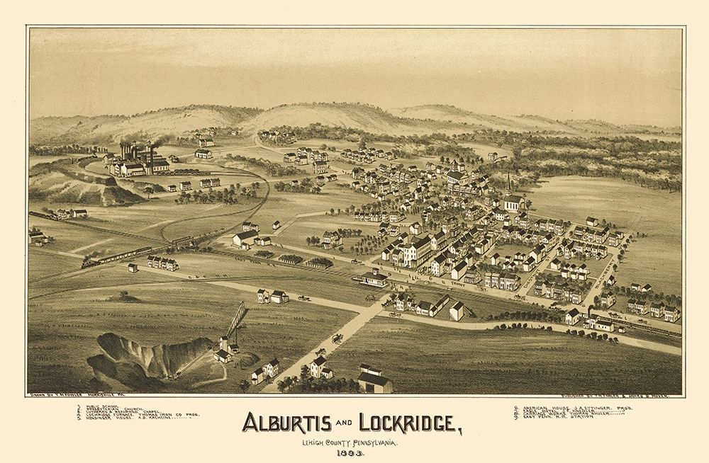 Alburtis Pennsylvania - Moyer 1893  art print by Moyer for $57.95 CAD