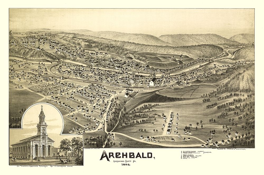 Archbald Pennsylvania - Moyer 1892  art print by Moyer for $57.95 CAD