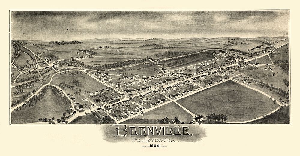 Bernville Pennsylvania - Moyer 1898  art print by Moyer for $57.95 CAD