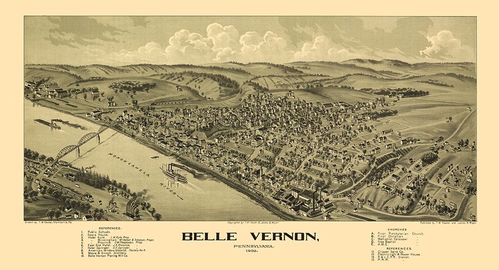 Belle Vernon Pennsylvania - Moyer 1902  art print by Moyer for $57.95 CAD