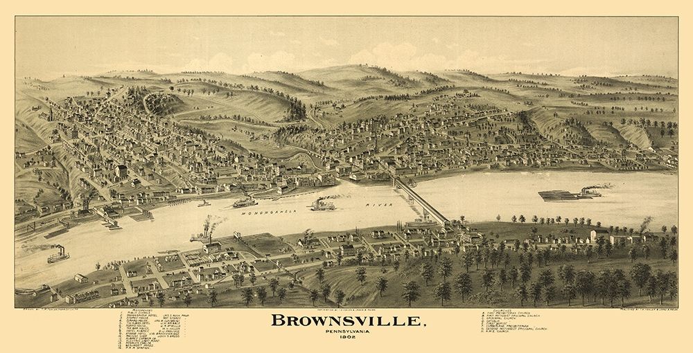 Brownsville Pennsylvania - Moyer 1902  art print by Moyer for $57.95 CAD