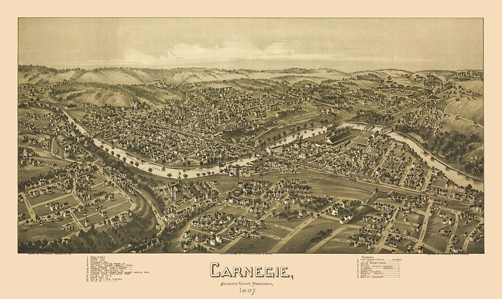 Carnegie Pennsylvania - Fowler 1897  art print by Fowler for $57.95 CAD