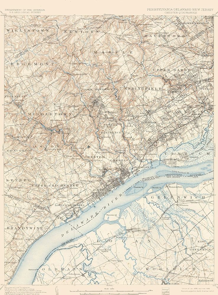 Chester Pennsylvania New Jersey Deleware Quad art print by USGS for $57.95 CAD