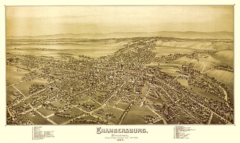 Chambersburg Pennsylvania - Moyer 1894  art print by Moyer for $57.95 CAD