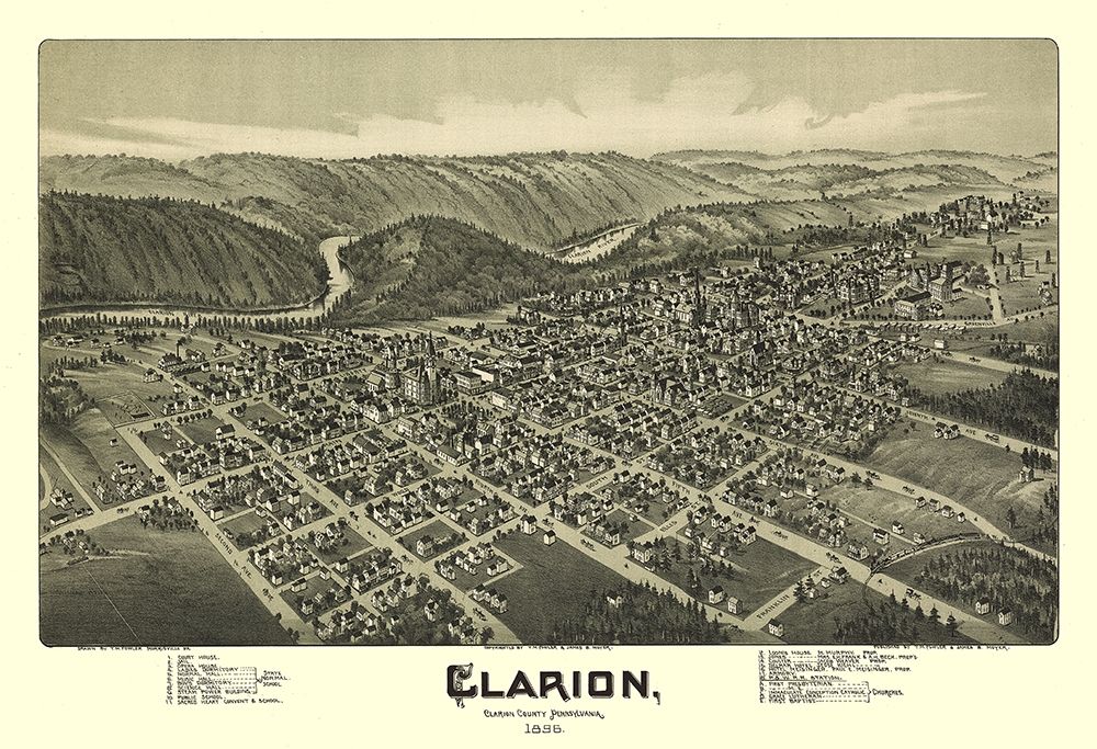 Clarion Pennsylvania - Moyer 1896  art print by Moyer for $57.95 CAD