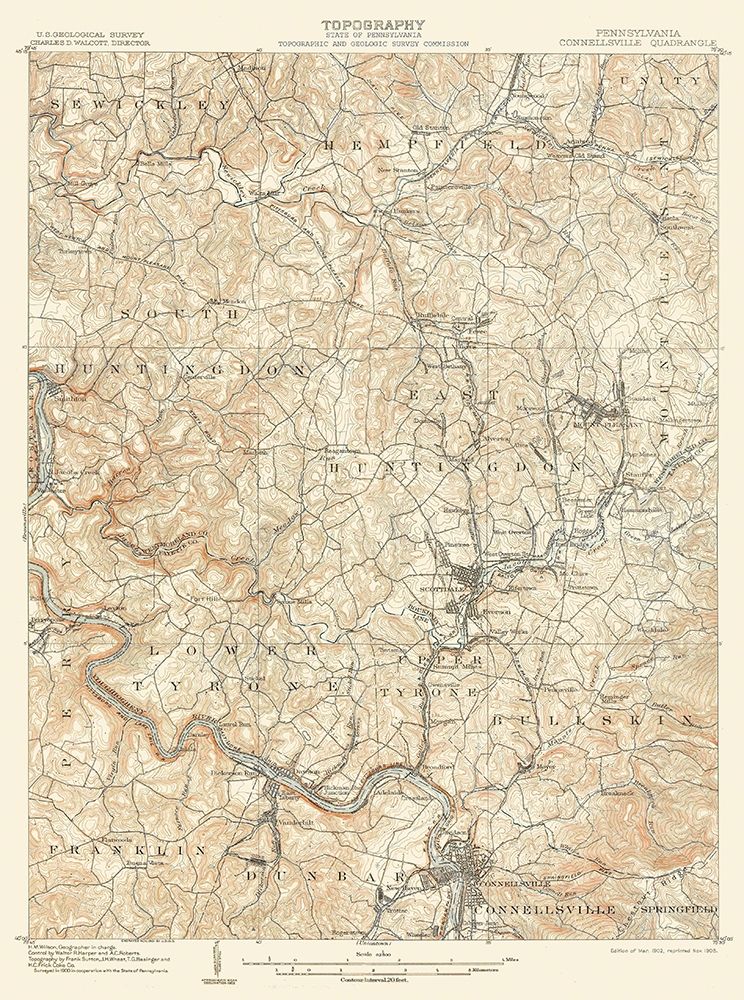 Connellsville Pennsylvania Quad - USGS 1902 art print by USGS for $57.95 CAD