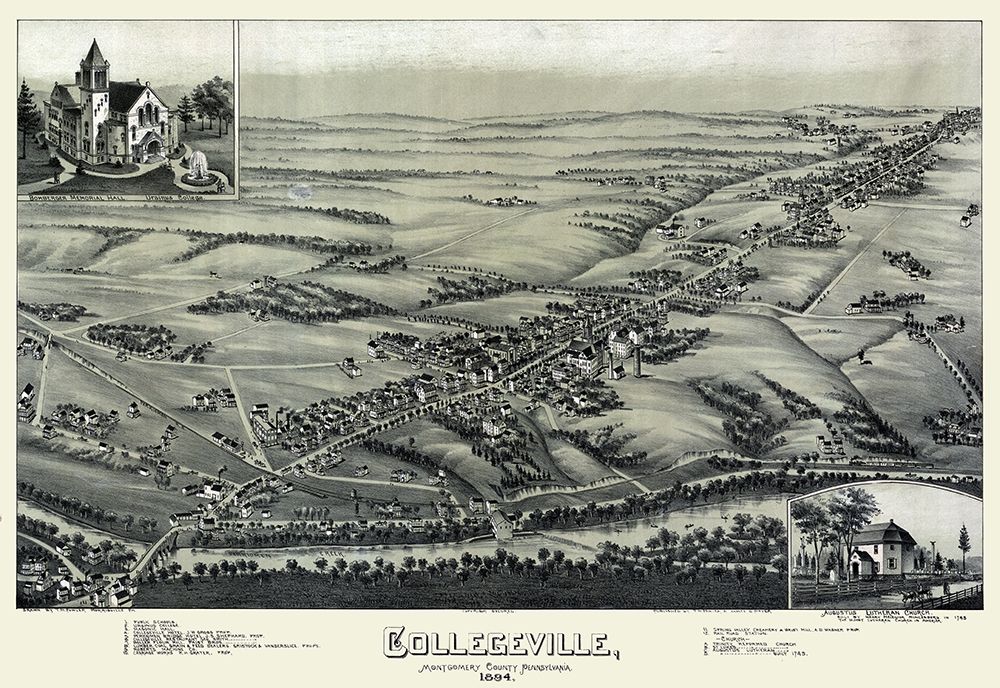 Collegeville Pennsylvania - Moyer 1894  art print by Moyer for $57.95 CAD