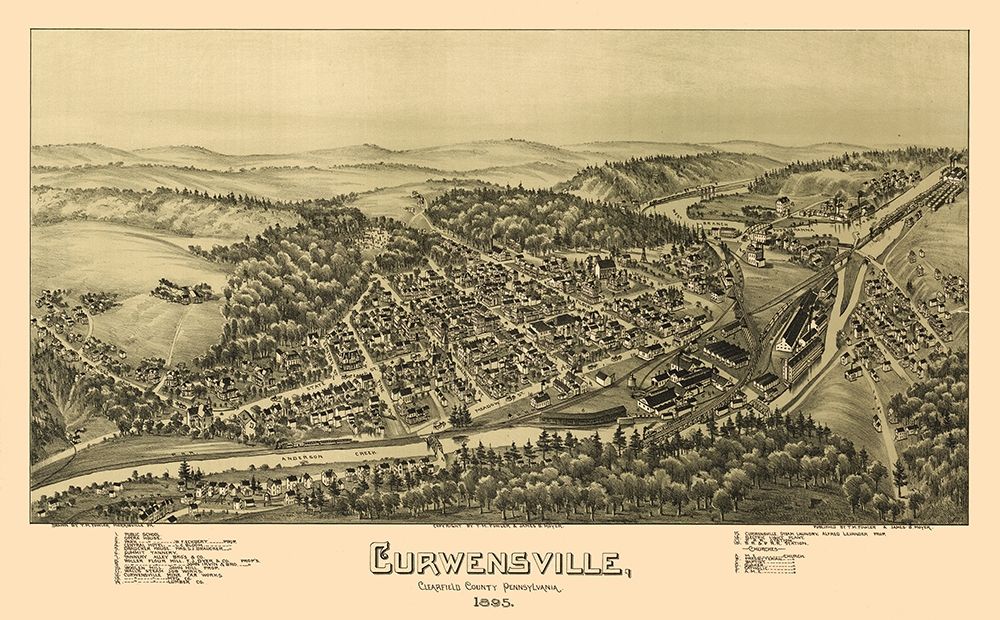 Curwensville Pennsylvania - Moyer 1895  art print by Moyer for $57.95 CAD