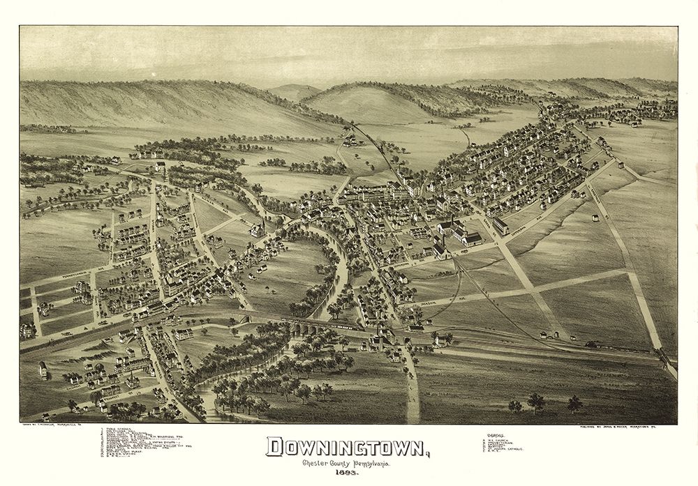 Downington Pennsylvania - Fowler 1893  art print by Fowler for $57.95 CAD