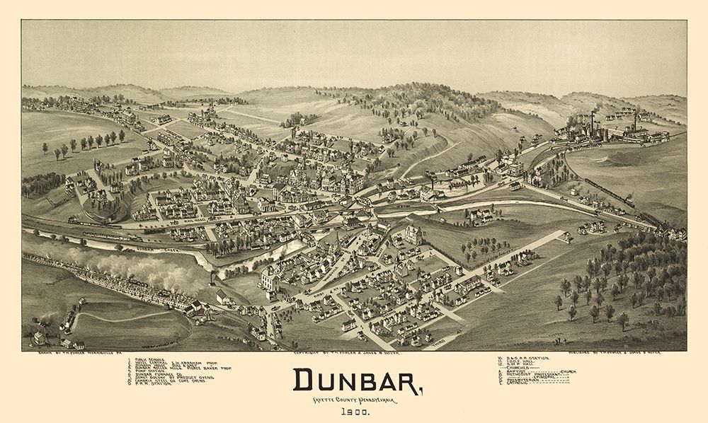 Dunbar Pennsylvania - Moyer 1900  art print by Moyer for $57.95 CAD
