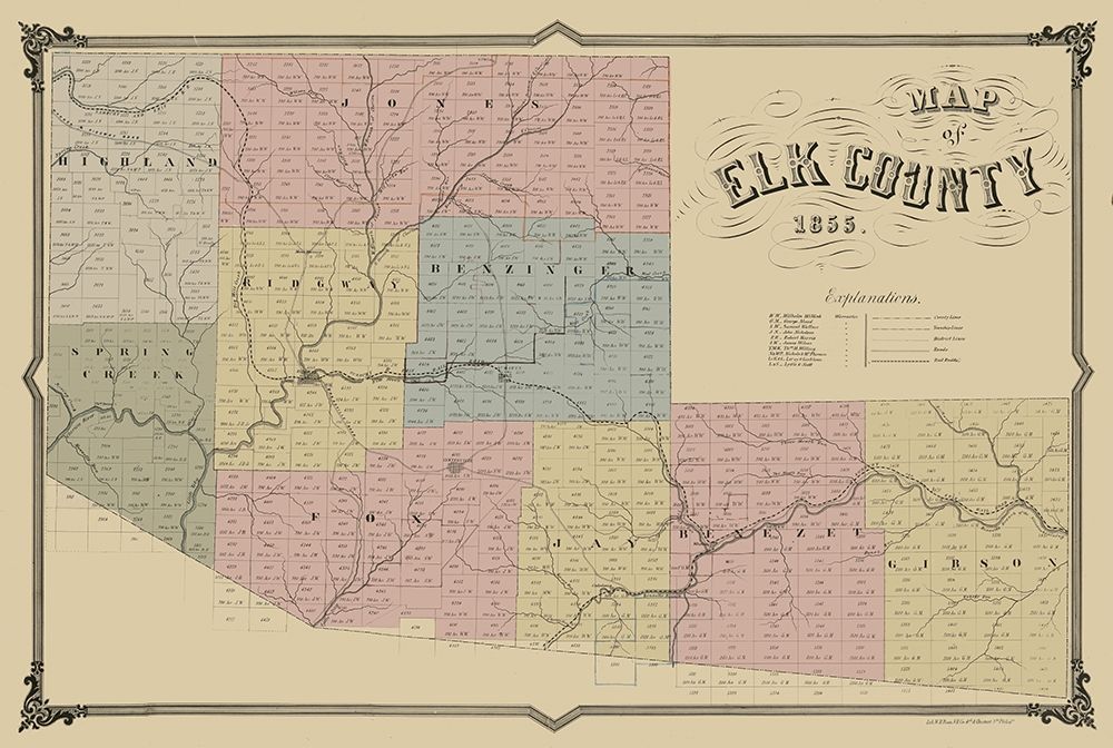 Elk County Pennsylvania - Philed 1855 art print by Philed for $57.95 CAD