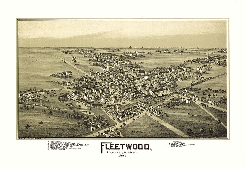 Fleetwood Pennsylvania - Fowler 1893  art print by Fowler for $57.95 CAD