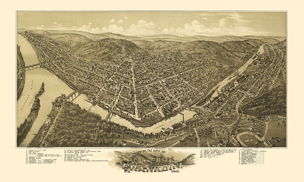 Franklin Pennsylvania - Fowler 1901  art print by Fowler for $57.95 CAD