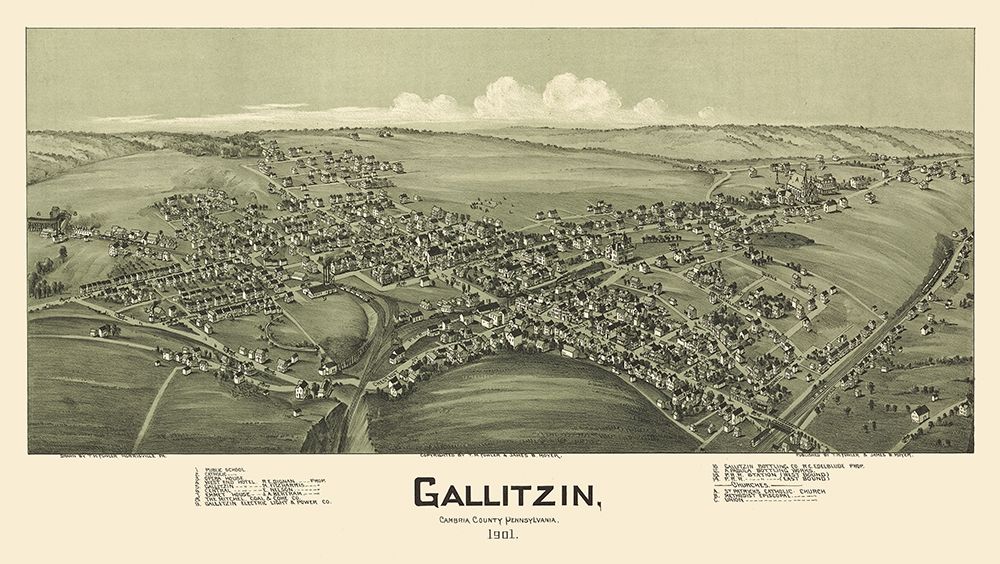 Gallitzin Pennsylvania - Fowler 1901  art print by Fowler for $57.95 CAD