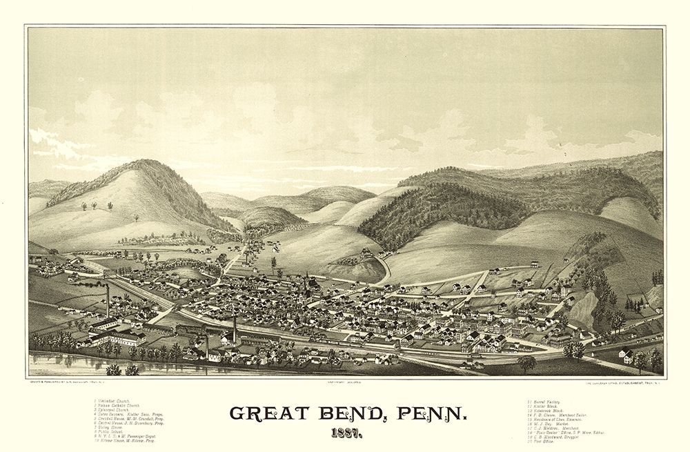 Great Bend Pennsylvania - Burleigh 1887  art print by Burleigh for $57.95 CAD