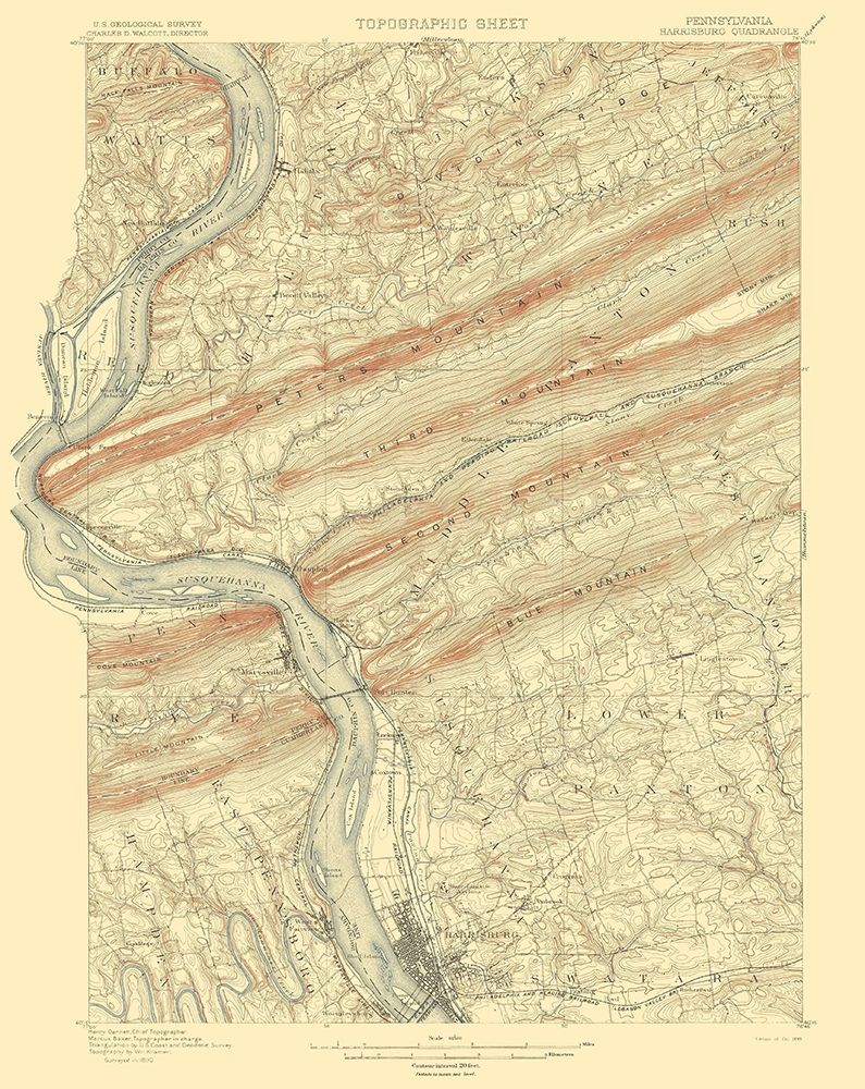 Harrisburg Pennsylvania Quad - USGS 1899 art print by USGS for $57.95 CAD