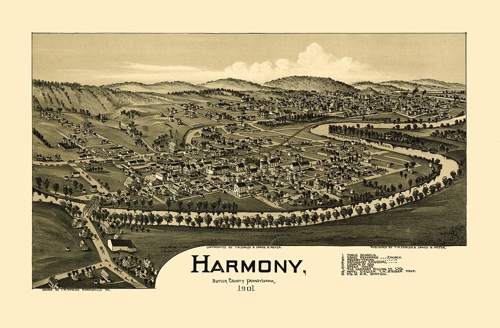 Harmony Pennsylvania - Fowler 1901  art print by Fowler for $57.95 CAD